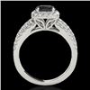 Image 2 : 2 CTW Certified Vs Black Diamond Solitaire Halo Ring 10K White Gold - REF-102M2F - 34001