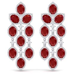 35.15 CTW Royalty Designer Ruby & VS Diamond Earrings 18K White Gold - REF-590N9Y - 38925