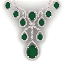 37.66 CTW Royalty Emerald & VS Diamond Necklace 18K Rose Gold - REF-963N6Y - 38557