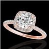 Image 1 : 1.5 CTW H-SI/I Certified Diamond Solitaire Halo Ring 10K Rose Gold - REF-209N3Y - 33335