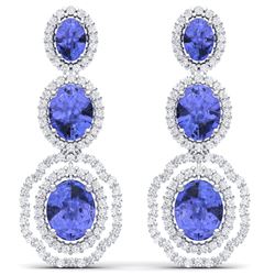 17.82 CTW Royalty Tanzanite & VS Diamond Earrings 18K White Gold - REF-418T2X - 39210