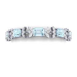 39.65 CTW Royalty Sky Topaz & VS Diamond Bracelet 18K White Gold - REF-356Y4N - 39399