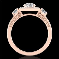 1.55 CTW VS/SI Diamond Solitaire Art Deco 3 Stone Ring 18K Rose Gold - REF-272Y8N - 37275