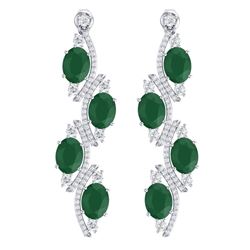 16.12 CTW Royalty Emerald & VS Diamond Earrings 18K White Gold - REF-290H9W - 38976
