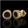 Image 2 : 1.09 CTW Fancy Black Diamond Solitaire Art Deco Stud Earrings 18K Yellow Gold - REF-63T6X - 37480
