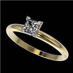 0.50 CTW Certified VS/SI Quality Princess Diamond Solitaire Ring 10K Yellow Gold - REF-77W6H - 32870