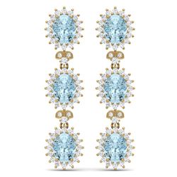25.06 CTW Royalty Sky Topaz & VS Diamond Earrings 18K Yellow Gold - REF-336K4R - 38651