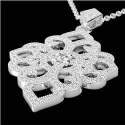 1.40 CTW Micro Pave VS/SI Diamond Certified Designer Necklace 14K White Gold - REF-130M9F - 22555