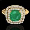 Image 1 : 2.52 CTW Emerald & Micro VS/SI Diamond Certified Pave Halo Ring 18K Yellow Gold - REF-74T5X - 20760