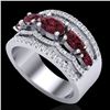 Image 2 : 2.25 CTW Garnet & Micro Pave VS/SI Diamond Certified Designer Ring 10K White Gold - REF-69R3K - 2103