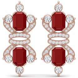 27.36 CTW Royalty Designer Ruby & VS Diamond Earrings 18K Rose Gold - REF-600Y2N - 38764