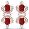 Image 1 : 27.36 CTW Royalty Designer Ruby & VS Diamond Earrings 18K Rose Gold - REF-600Y2N - 38764