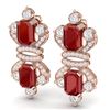 Image 2 : 27.36 CTW Royalty Designer Ruby & VS Diamond Earrings 18K Rose Gold - REF-600Y2N - 38764