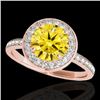 Image 1 : 1.65 CTW Certified Si Fancy Intense Yellow Diamond Solitaire Halo Ring 10K Rose Gold - REF-219T5X - 