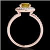 Image 2 : 1.65 CTW Certified Si Fancy Intense Yellow Diamond Solitaire Halo Ring 10K Rose Gold - REF-219T5X - 