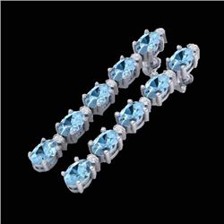 8.36 CTW Aquamarine & VS/SI Certified Diamond Tennis Earrings 10K White Gold - REF-91Y3N - 29388