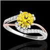 Image 1 : 1.35 CTW Certified Si Fancy Diamond Bypass Solitaire Ring 2 Tone 10K White & Rose Gold - REF-167W3H 