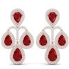 Image 1 : 29.23 CTW Royalty Designer Ruby & VS Diamond Earrings 18K Rose Gold - REF-509Y3N - 39364