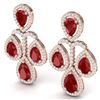 Image 2 : 29.23 CTW Royalty Designer Ruby & VS Diamond Earrings 18K Rose Gold - REF-509Y3N - 39364