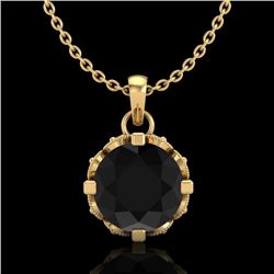 1.14 CTW Fancy Black Diamond Solitaire Art Deco Stud Necklace 18K Yellow Gold - REF-81F8M - 37375