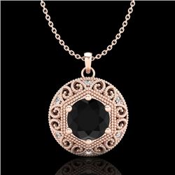 1.11 CTW Fancy Black Diamond Solitaire Art Deco Stud Necklace 18K Rose Gold - REF-87M3F - 37563