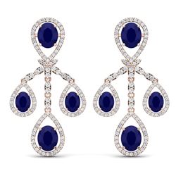 25.08 CTW Royalty Sapphire & VS Diamond Earrings 18K Rose Gold - REF-490N9Y - 38578
