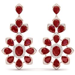 51.8 CTW Royalty Designer Ruby & VS Diamond Earrings 18K Rose Gold - REF-527T3X - 39049
