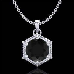 0.82 CTW Fancy Black Diamond Solitaire Art Deco Stud Necklace 18K White Gold - REF-54F5M - 38045