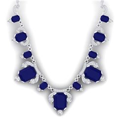 75.21 CTW Royalty Sapphire & VS Diamond Necklace 18K White Gold - REF-1072N8Y - 38751