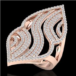 2 CTW Micro Pave VS/SI Diamond Certified Designer Ring 14K Rose Gold - REF-160T9X - 20868