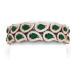 21.6 CTW Royalty Emerald & VS Diamond Bracelet 18K Rose Gold - REF-818F2M - 39481