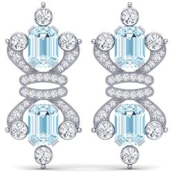 28.39 CTW Royalty Sky Topaz & VS Diamond Earrings 18K White Gold - REF-490H9W - 38769