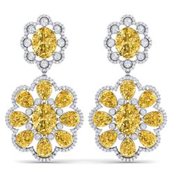 29.9 CTW Royalty Canary Citrine & VS Diamond Earrings 18K White Gold - REF-345X5T - 39165