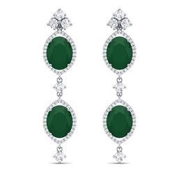15.81 CTW Royalty Emerald & VS Diamond Earrings 18K White Gold - REF-309N3Y - 38904
