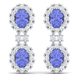 8.35 CTW Royalty Tanzanite & VS Diamond Earrings 18K White Gold - REF-263X6T - 38817