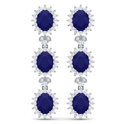 24.52 CTW Royalty Sapphire & VS Diamond Earrings 18K White Gold - REF-400X2T - 38643