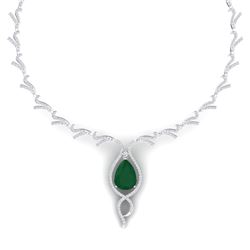 23.43 CTW Royalty Emerald & VS Diamond Necklace 18K White Gold - REF-890R9K - 39495