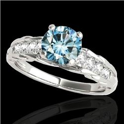 1.2 CTW SI Certified Fancy Blue Diamond Solitaire Ring 10K White Gold - REF-158Y2N - 34939