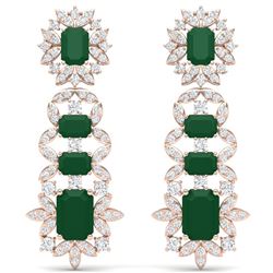 30.25 CTW Royalty Emerald & VS Diamond Earrings 18K Rose Gold - REF-618T2X - 39406