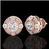 Image 2 : 1.5 CTW VS/SI Diamond Solitaire Art Deco Stud Earrings 18K Rose Gold - REF-263R6K - 36981