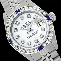 Rolex Ladies Stainless Steel, Diam Dial & Diam/Sapphire Bezel, Saph Crystal - REF-355N6F