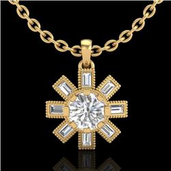1.33 CTW VS/SI Diamond Solitaire Art Deco Necklace 18K Yellow Gold - REF-220Y9N - 37069