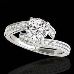 1.75 CTW H-SI/I Certified Diamond Bypass Solitaire Ring 10K White Gold - REF-180K2R - 35129