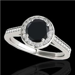 1.33 CTW Certified Vs Black Diamond Solitaire Halo Ring 10K White Gold - REF-68K9R - 33511