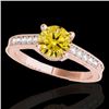 Image 1 : 1.75 CTW Certified Si Intense Yellow Diamond Solitaire Antique Ring 10K Rose Gold - REF-254T5X - 347