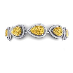 38.99 CTW Royalty Canary Citrine & VS Diamond Bracelet 18K White Gold - REF-436X4T - 39567