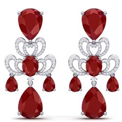 58.73 CTW Royalty Designer Ruby & VS Diamond Earrings 18K White Gold - REF-636F4M - 38673