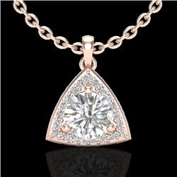 1.50 CTW Micro Pave Halo VS/SI Diamond Certified Necklace 14K Rose Gold - REF-381R5K - 20523