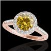 Image 1 : 1.5 CTW Certified Si Fancy Intense Yellow Diamond Solitaire Halo Ring 10K Rose Gold - REF-169F3M - 3