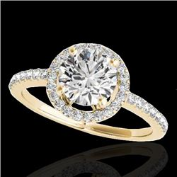 1.4 CTW H-SI/I Certified Diamond Solitaire Halo Ring 10K Yellow Gold - REF-172H8W - 34098